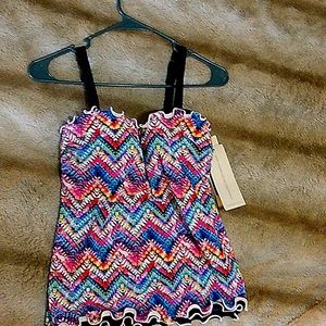 Swim top..multi color..Brand New D Cup..rufflesd on bottom..super cute